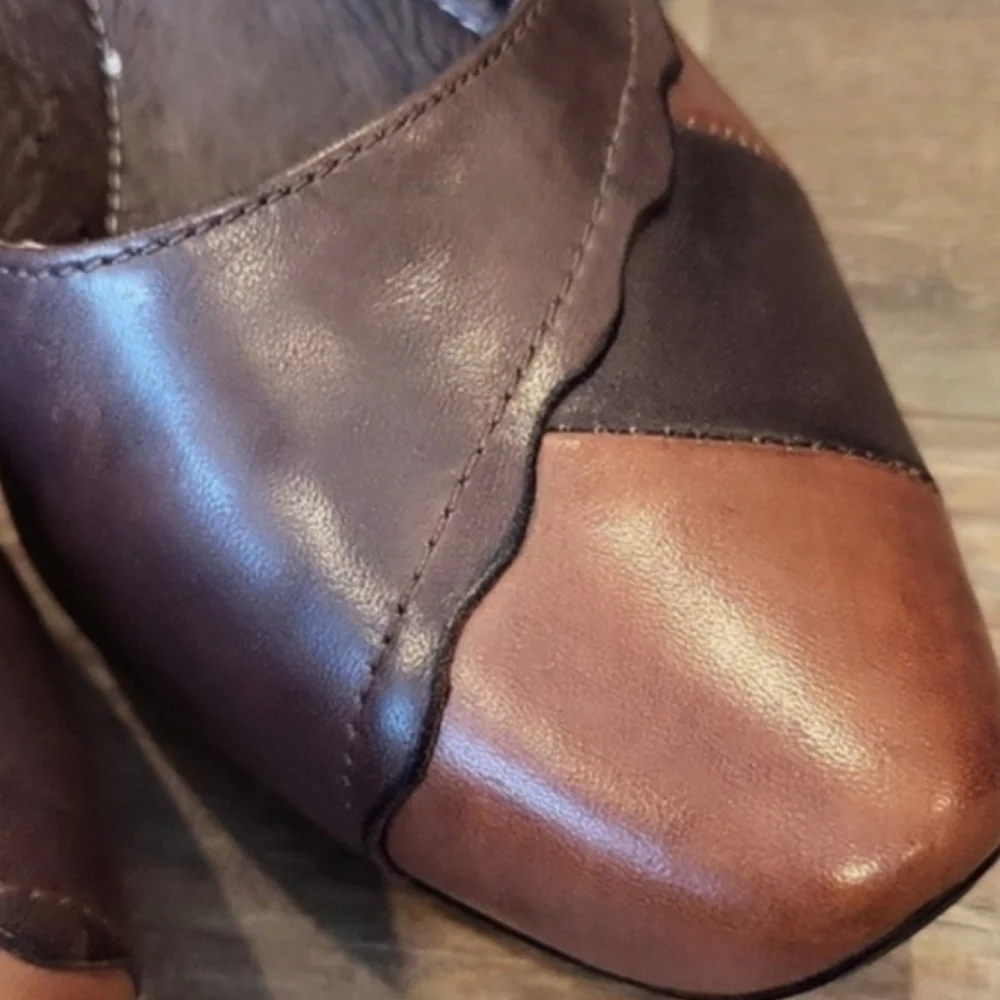 Spring Step Mirth Bohemian Leather Pumps in Two-Tone Brown, Size 37, Size 7 - Picture 10 of 16